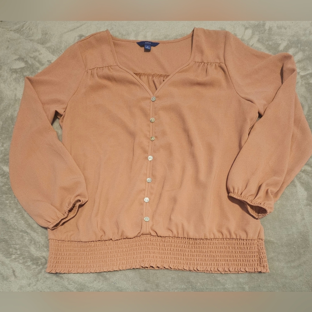 Apt. 9 Peach Button-Up Blouse